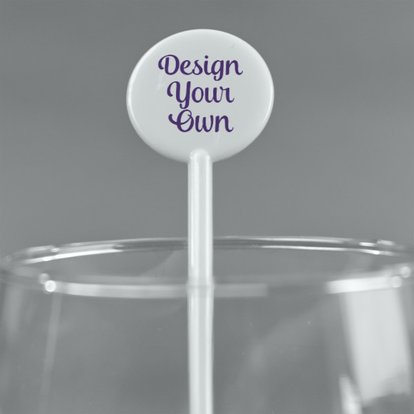 Custom Design - White Plastic 5.5" Stir Stick - Round - Main