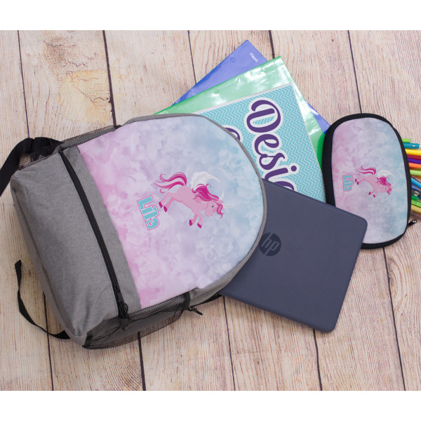 Custom Design - Large Backpack - Gray - With Stuff