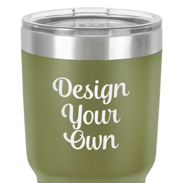 Custom Design - 30 oz Stainless Steel Ringneck Tumbler - Olive - Close Up