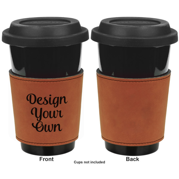Custom Design - Cognac Leatherette Mug Sleeve - Single Sided Approval