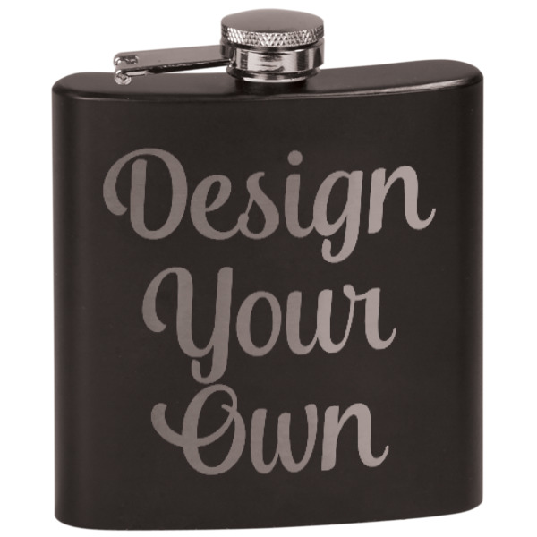Custom Design Your Own Black Flask Set