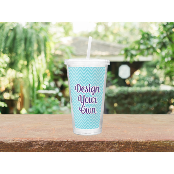 Custom Design - Double Wall Tumbler with Straw - Lifestyle