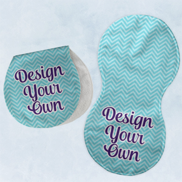 Custom Design - Two Peanut Shaped Burps - Open and Folded