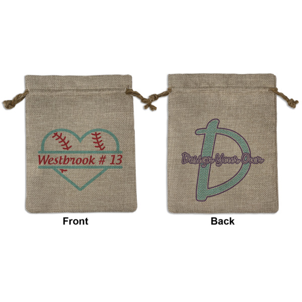 Custom Design Your Own Burlap Gift Bag - Medium -Double-Sided