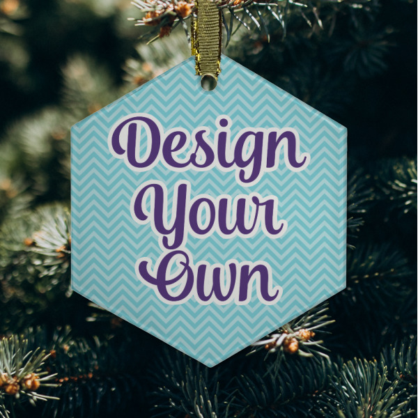 Custom Design - Frosted Glass Ornament - Hexagon (Lifestyle)