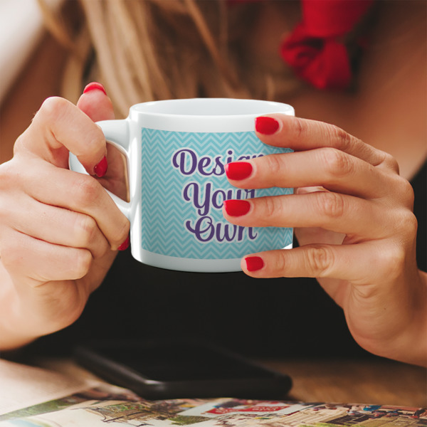 Custom Design - Double Shot Espresso Cup - Lifestyle in Hands Close