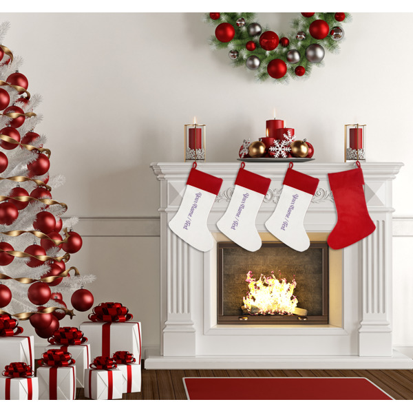 Custom Design - Linen Stocking w/Red Cuff - Fireplace (LIFESTYLE)