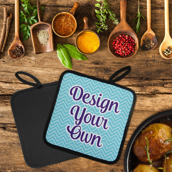 Custom Design - Neoprene Pot Holder - Set of 2  LIFESTYLE (Flatlay)