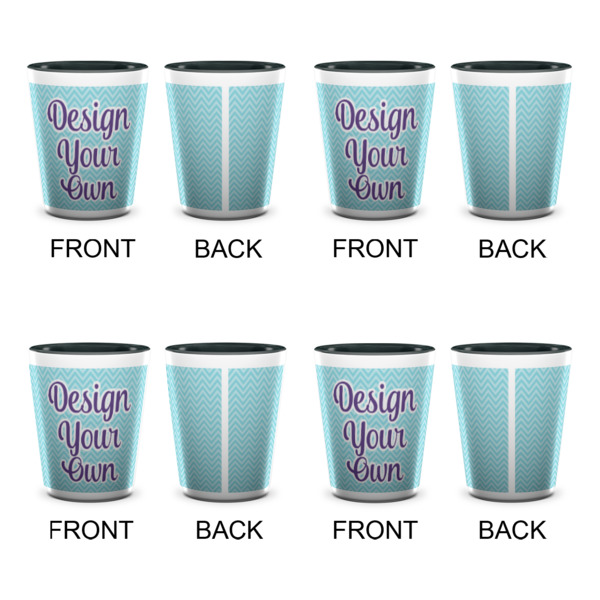 Custom Design - Ceramic Shot Glasses - Two Tone - Set of 4 - Front & Back