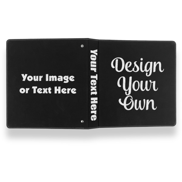 Custom Design - Leather Binder - 1" - Black- Back Spine Front View