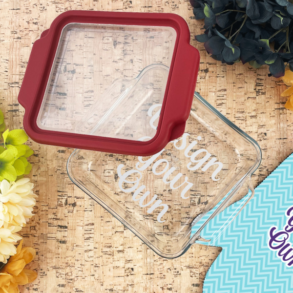 Custom Design - Glass Cake Dish - 8"x8" - Lifestyle
