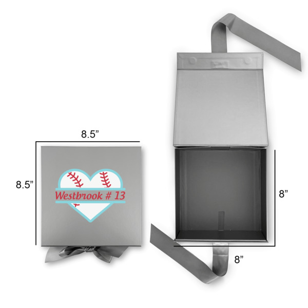 Custom Design - Gift Boxes with Magnetic Lid - Silver - Open & Closed