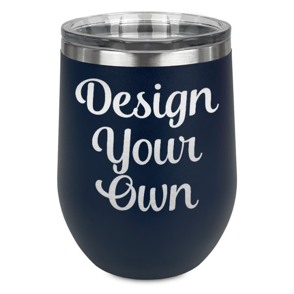 Custom Design - Stainless Wine Tumblers - Navy - Single Sided - Front