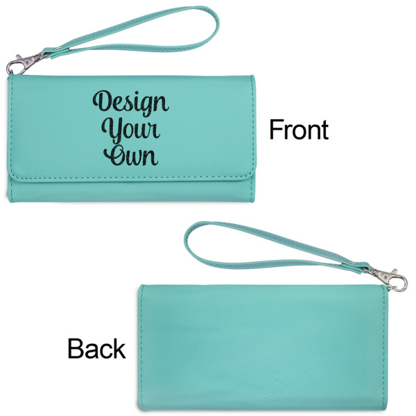 Custom Design - Ladies Wallets - Faux Leather - Teal - Front & Back View
