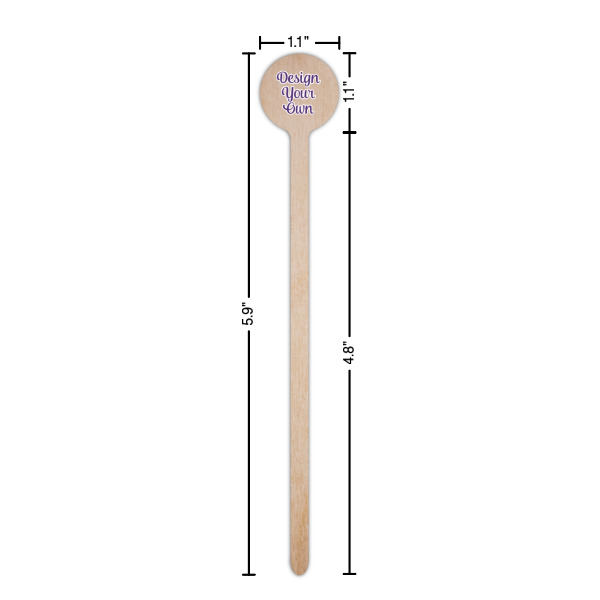 Custom Design - Wooden 6" Stir Stick - Round - Dimensions