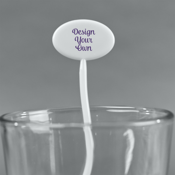 Custom Design - White Plastic 7" Stir Stick - Oval - Main