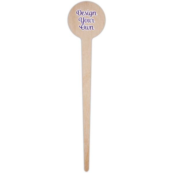 Custom Design - Wooden 4" Food Pick - Round - Single Pick