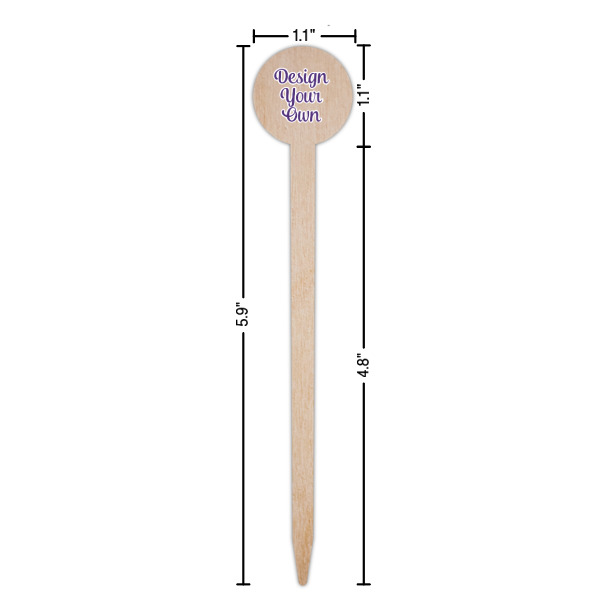 Custom Design - Wooden 6" Food Pick - Round - Dimensions