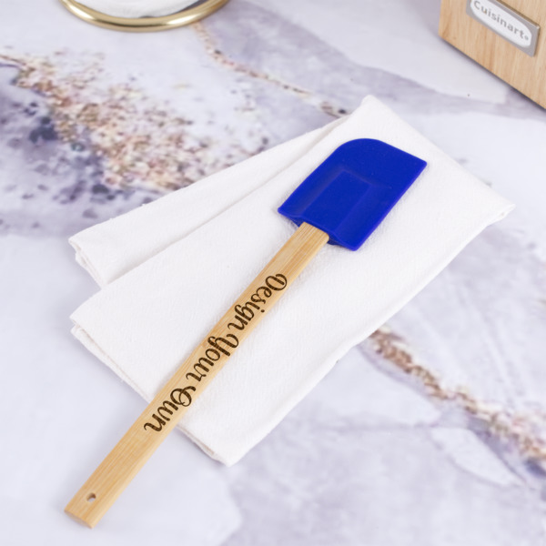 Custom Design - Silicone Spatula - Blue - In Context