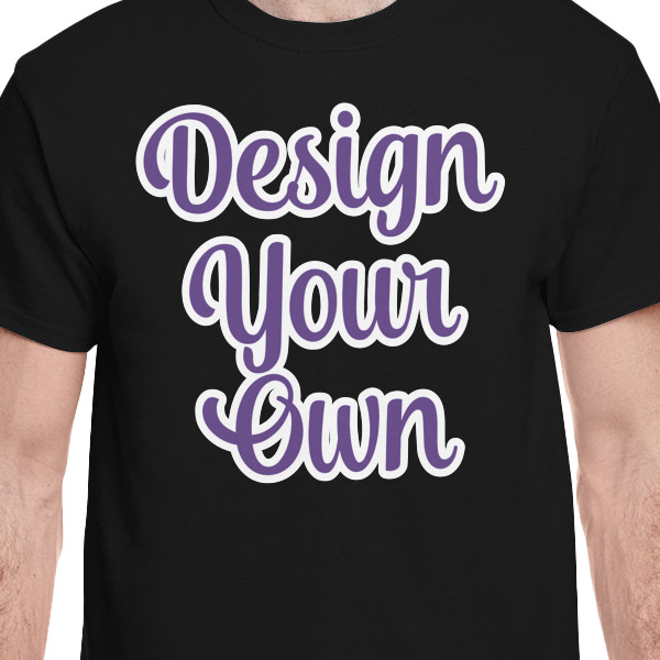 Custom Design - Black Crew T-Shirt on Model - CloseUp