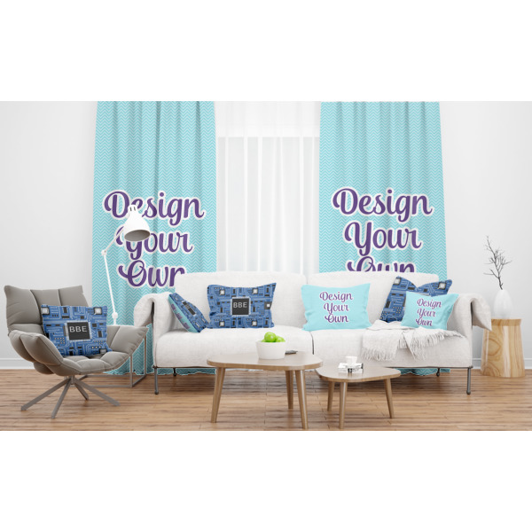 Custom Design - Sheer and Custom Curtains in Room with Matching Pillows