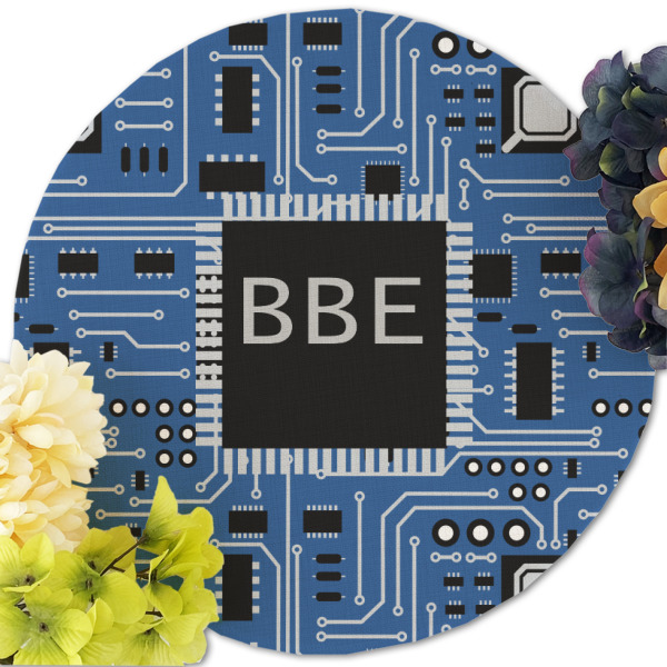 Custom Design - Round Linen Placemats - Front (w flowers)