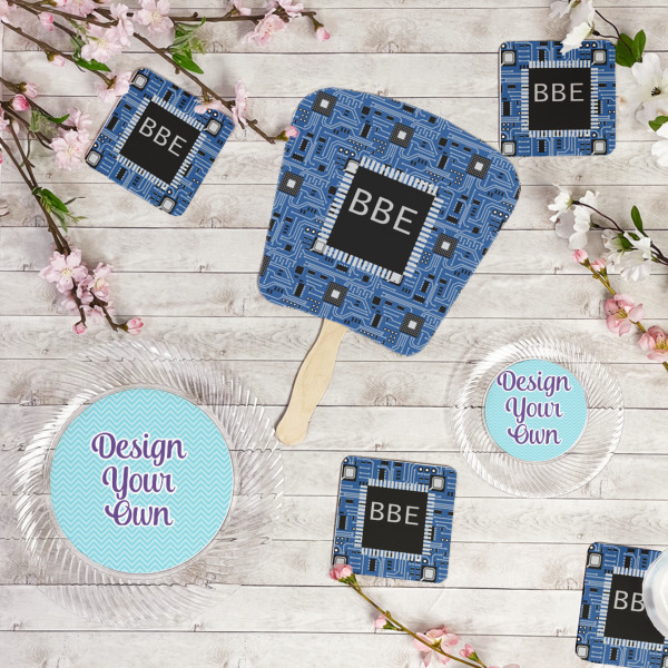 Custom Design - Party Supplies Combination Image - All items - Plates, Coasters, Fans