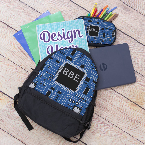 Custom Design - Large Backpack - Black - With Stuff