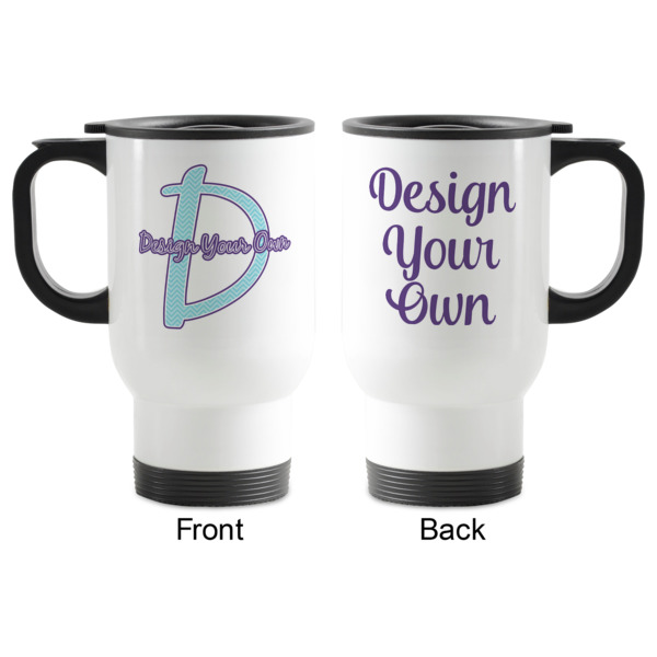 Custom Design - Stainless Steel Travel Mug with Handle - Front & Back