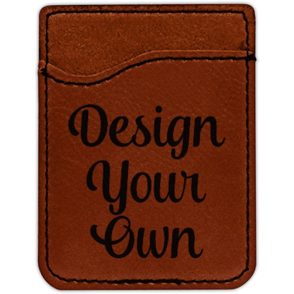 Custom Design - Cognac Leatherette Phone Wallet close up