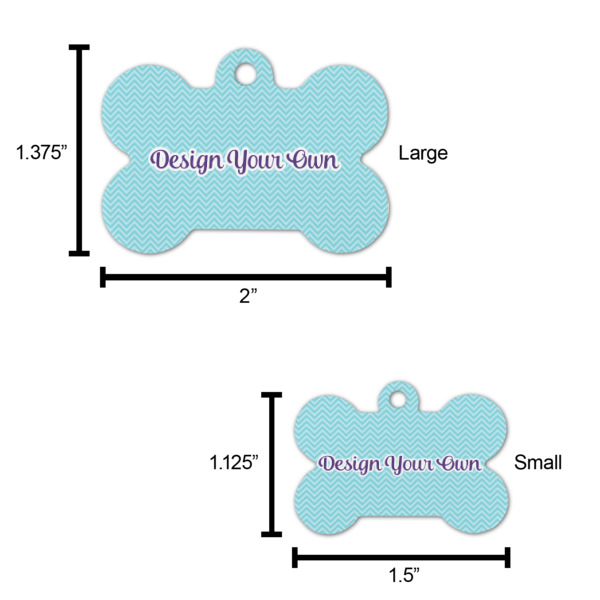Custom Design - Bone Shaped Dog ID Tags - Comparison Scale