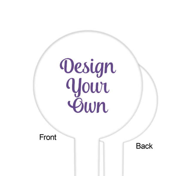 Custom Design - White Plastic 6" Food Pick - Round - Single Sided - Front & Back