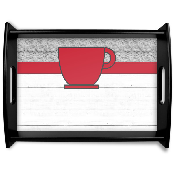 Custom Design Your Own Black Wooden Tray - Large