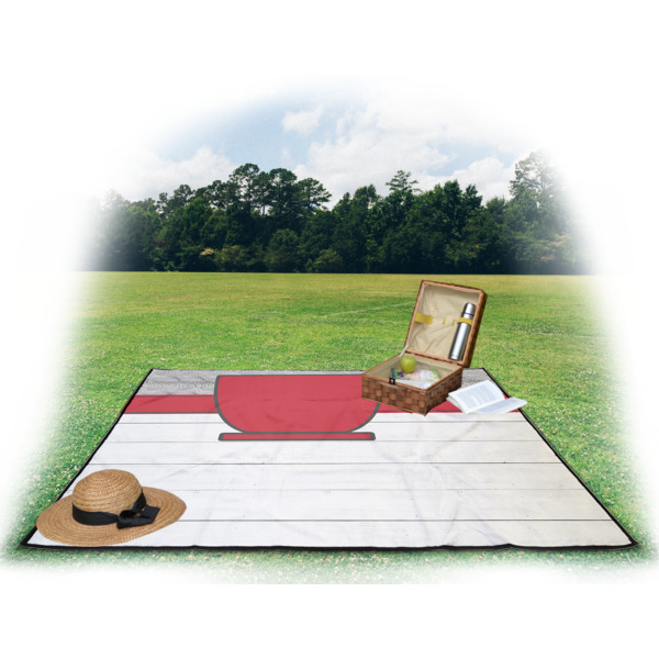Custom Design - Picnic Blanket - with Basket Hat and Book - in Use