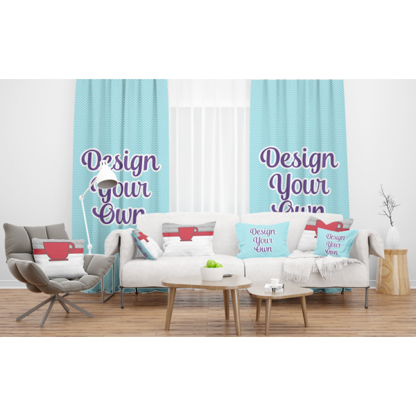 Custom Design - Sheer and Custom Curtains in Room with Matching Pillows