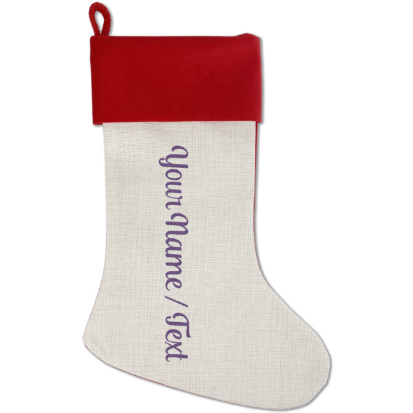Custom Design Your Own Red Linen Stocking