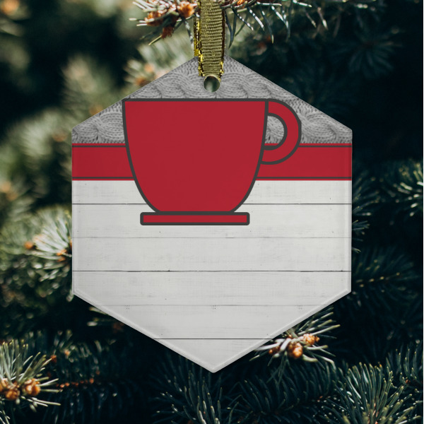 Custom Design - Frosted Glass Ornament - Hexagon (Lifestyle)