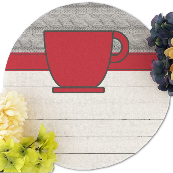 Custom Design - Round Linen Placemats - Front (w flowers)