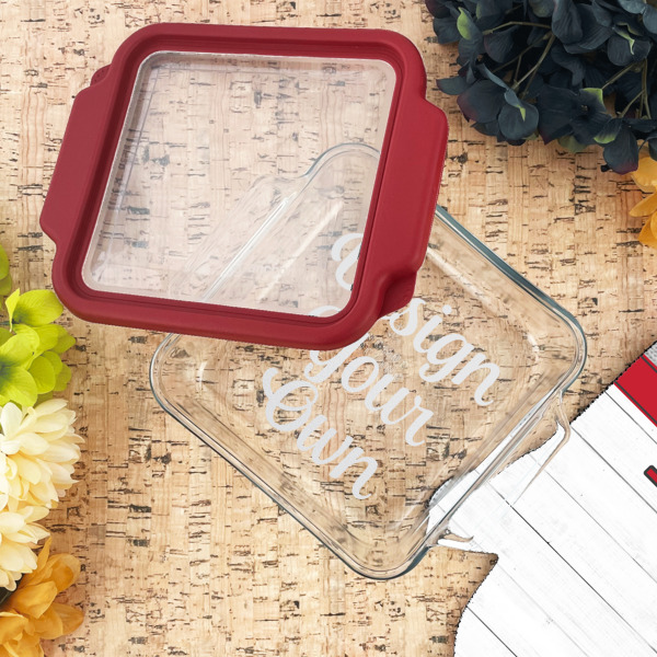 Custom Design - Glass Cake Dish - 8"x8" - Lifestyle