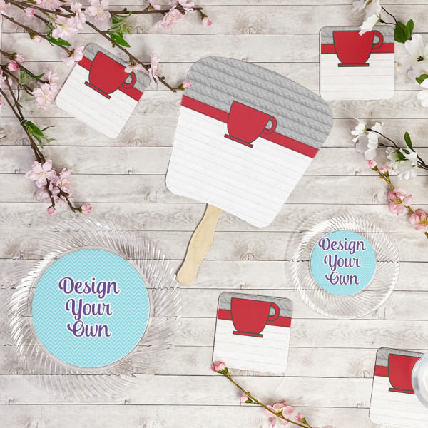 Custom Design - Party Supplies Combination Image - All items - Plates, Coasters, Fans
