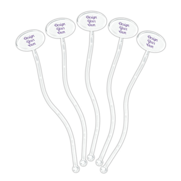 Custom Design - Clear Plastic 7" Stir Stick - Oval - Fan