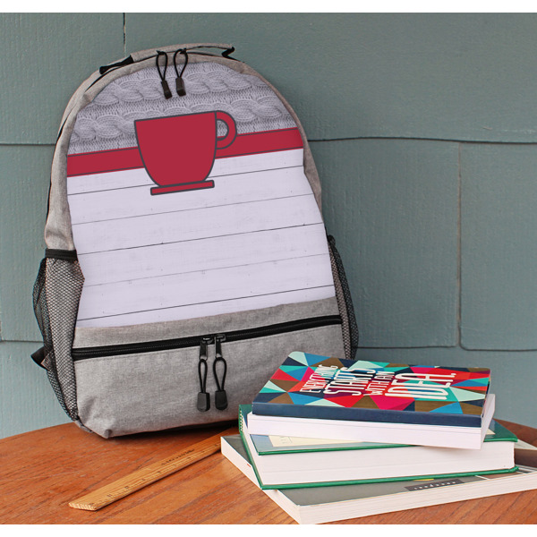 Custom Design - Large Backpack - Gray - On Desk
