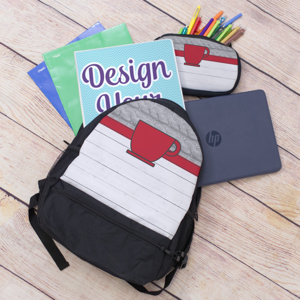 Custom Design - Large Backpack - Black - With Stuff