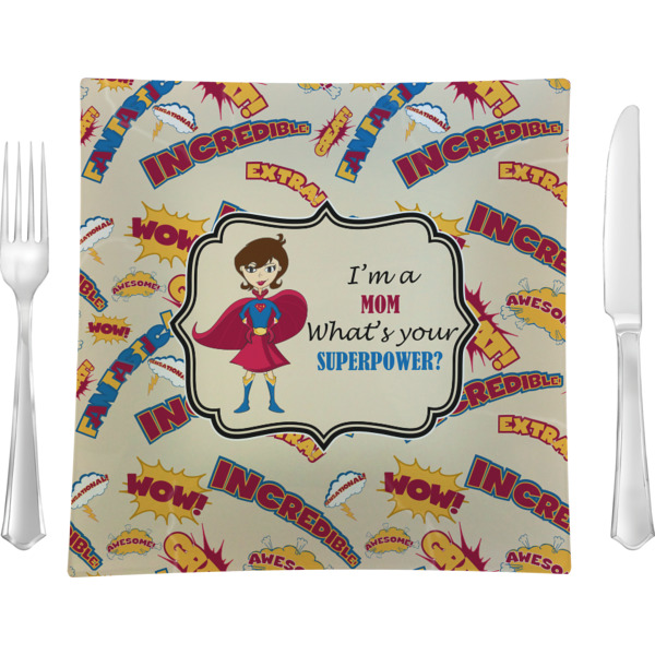 Custom Design Your Own Glass Square Lunch / Dinner Plate 9.5" - Single