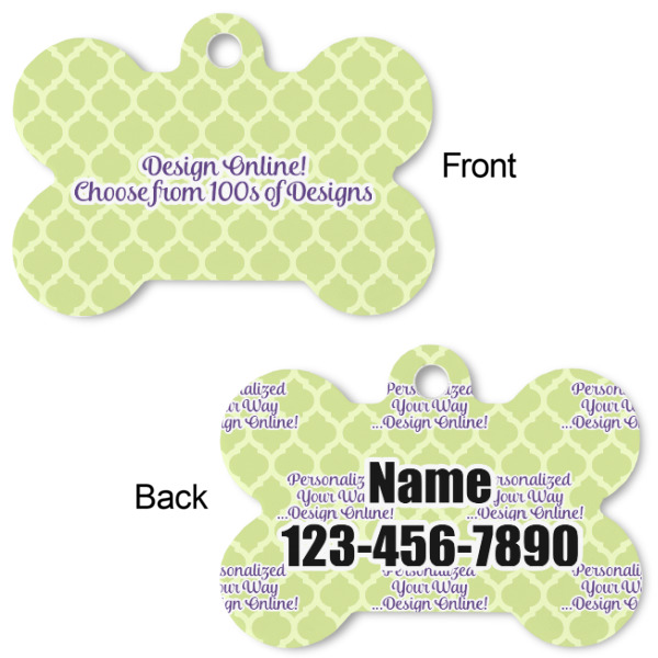 Custom Design - Bone Shaped Dog ID Tag - Small - Front & Back View