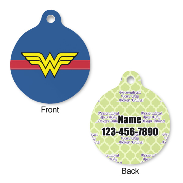 Custom Design - Round Pet ID Tag - Small - Front & Back View