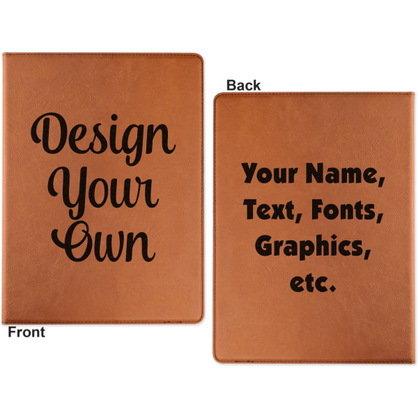 Custom Design - Cognac Leatherette Portfolios with Notepad - Large - Double Sided - Apvl