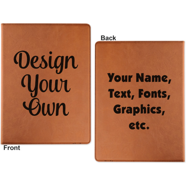 Custom Design - Cognac Leatherette Portfolios with Notepad - Small - Double Sided- Apvl