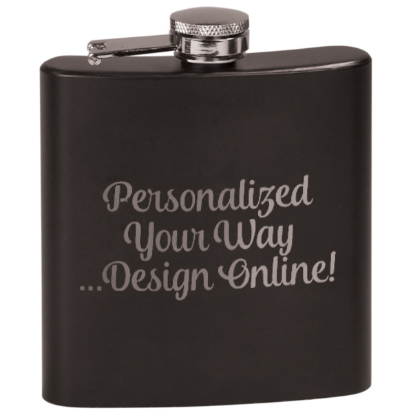 Custom Design Your Own Black Flask Set