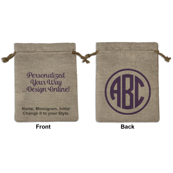 Custom Design Your Own Burlap Gift Bag - Medium -Double-Sided